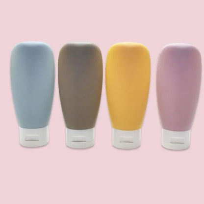 4Pcs 60ml Refillable Silicone Travel Bottles - Leak-Proof Portable Lotion & Shampoo Containers