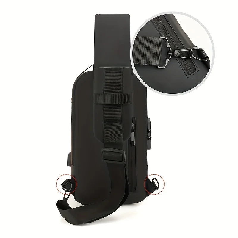 Password Lock Anti-Theft Men’s Chest Bag – Travel Crossbody Backpack with Charging Port