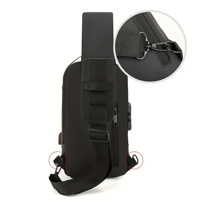 Password Lock Anti-Theft Men’s Chest Bag – Travel Crossbody Backpack with Charging Port