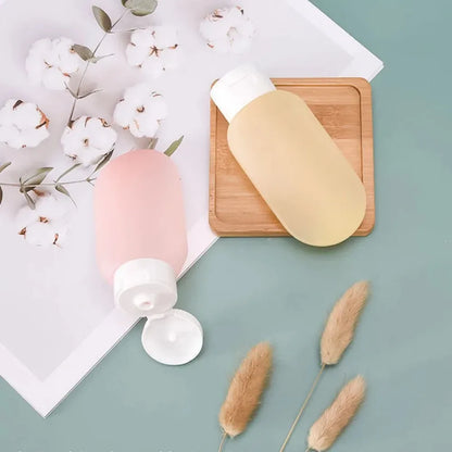 4Pcs 60ml Refillable Silicone Travel Bottles - Leak-Proof Portable Lotion & Shampoo Containers