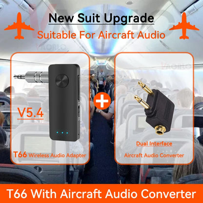Airplane Compatible 2-in-1 VAORLO Bluetooth 5.4 Audio Transmitter & Receiver - Wireless 3.5mm AUX Adapter with MIC