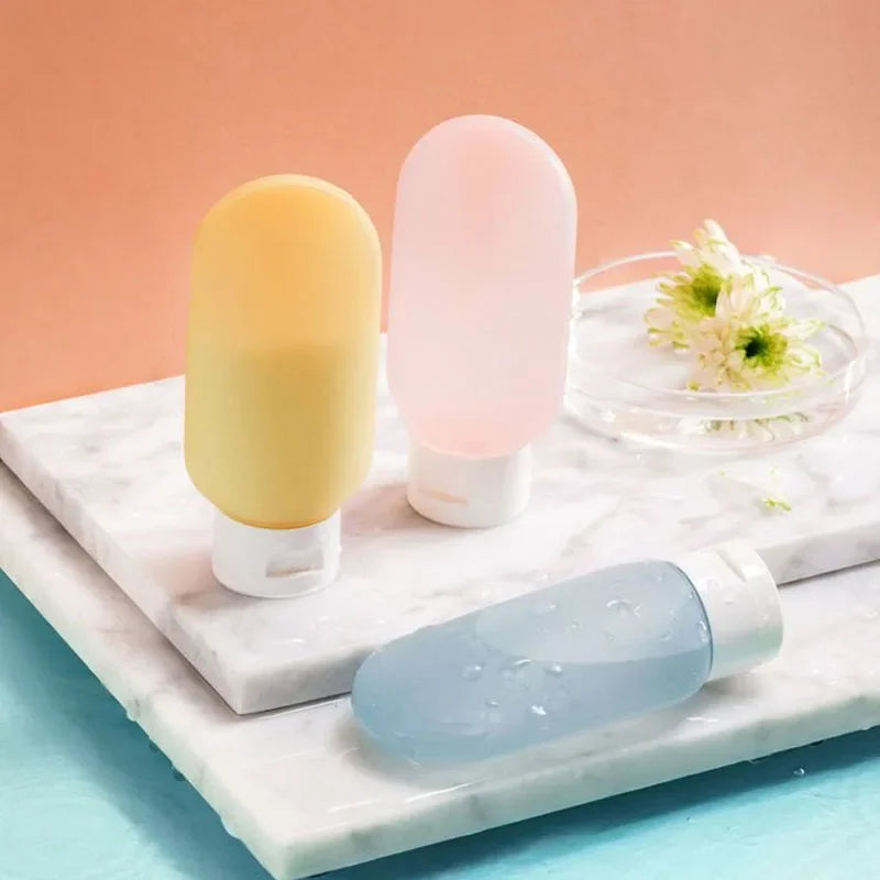 4Pcs 60ml Refillable Silicone Travel Bottles - Leak-Proof Portable Lotion & Shampoo Containers