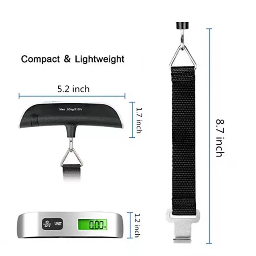 50kg Digital Portable Hanging Luggage Scale with LCD Display - Travel Bag Weighing Tool