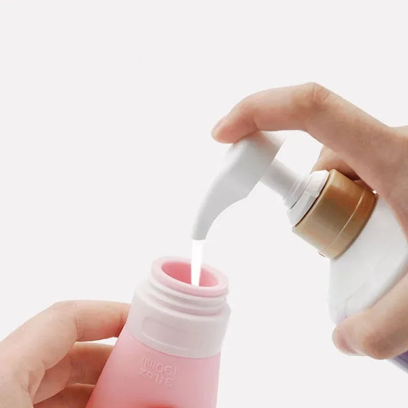 4Pcs 60ml Refillable Silicone Travel Bottles - Leak-Proof Portable Lotion & Shampoo Containers