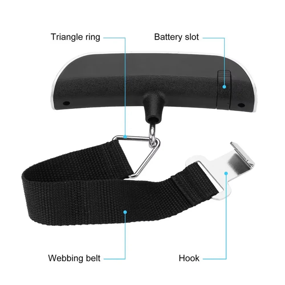 50kg Digital Portable Hanging Luggage Scale with LCD Display - Travel Bag Weighing Tool