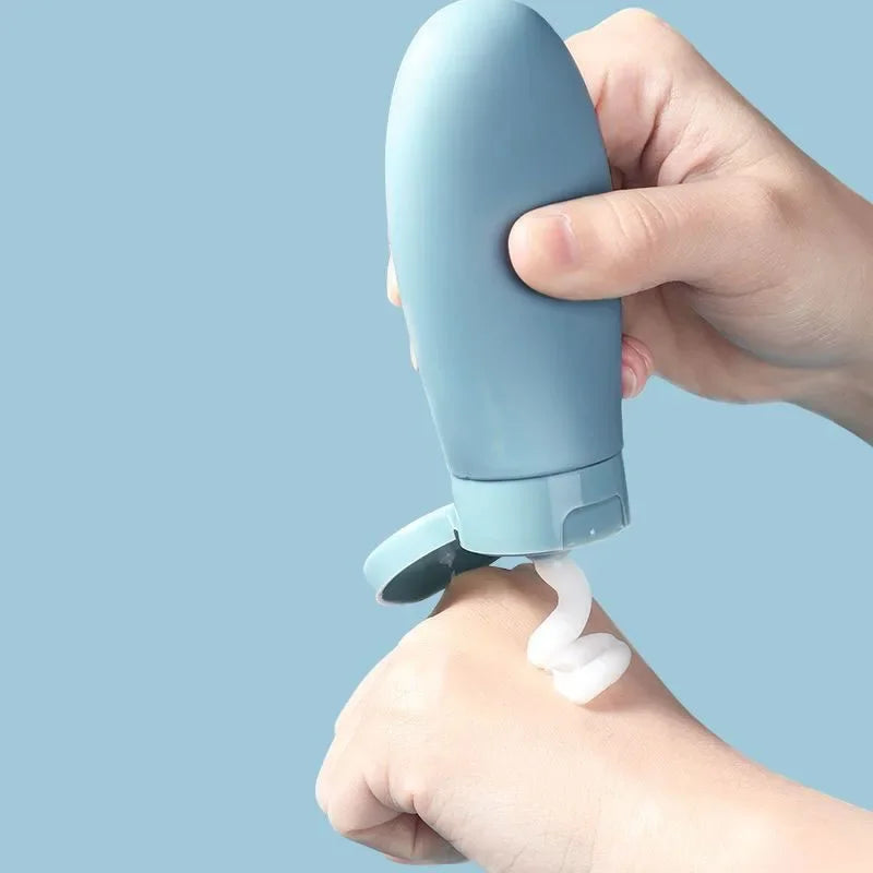 4Pcs 60ml Refillable Silicone Travel Bottles - Leak-Proof Portable Lotion & Shampoo Containers