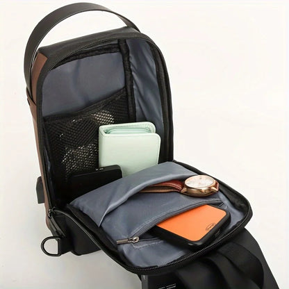 Password Lock Anti-Theft Men’s Chest Bag – Travel Crossbody Backpack with Charging Port