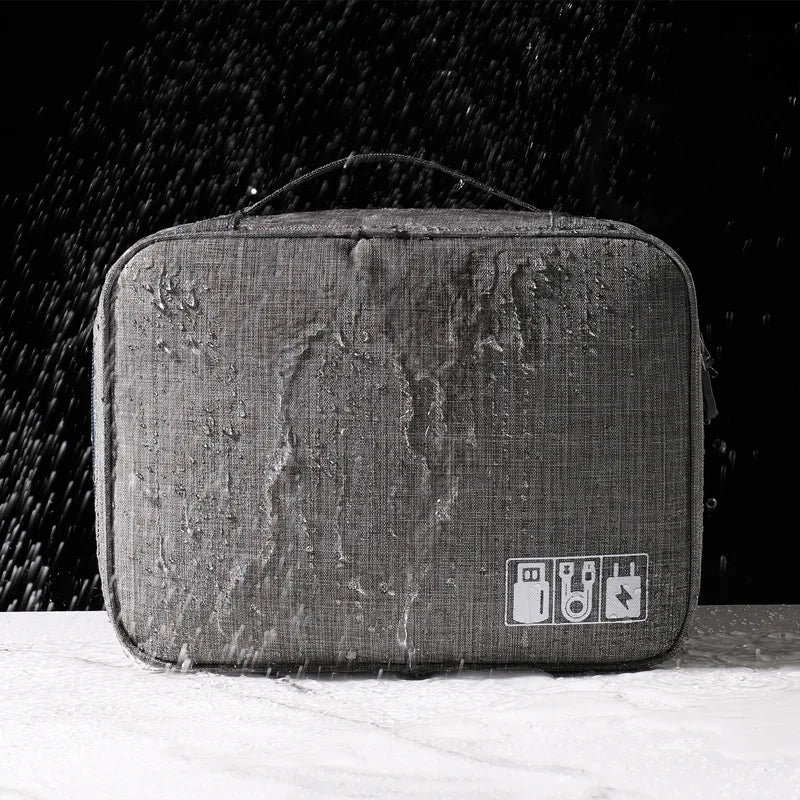 Suitcase with water droplets on a dark background